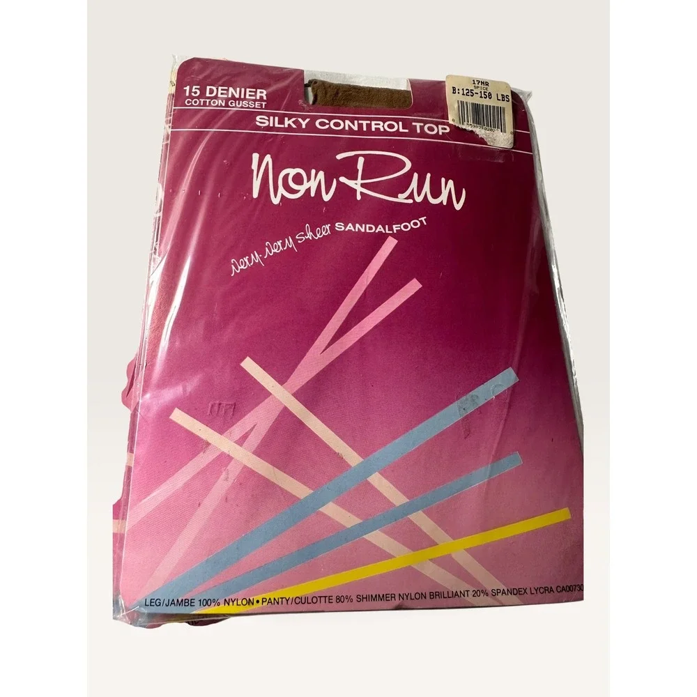 Vintage Non Run Silky Control Top Pantyhose 15 Denier Sandalfoot Spice Size B